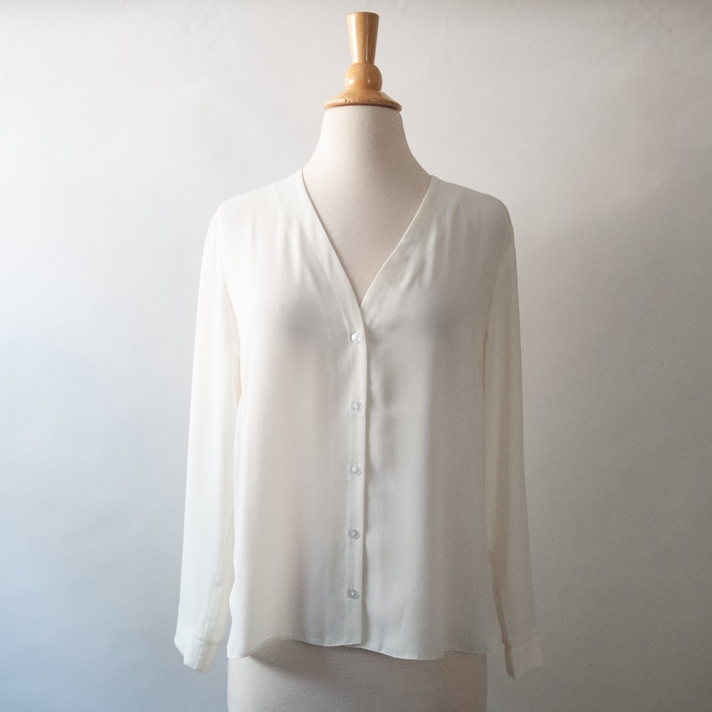 ASOS Flowy V-Neck Long Sleeve Button Down Top